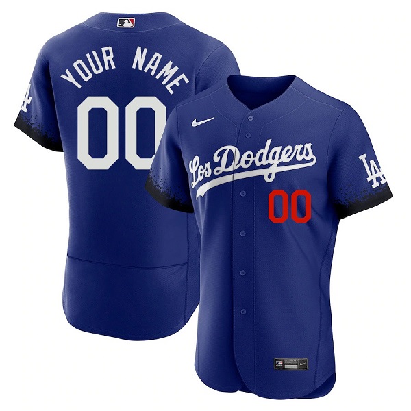 Men's Los Angeles Dodgers Customized Royal 2021 City Connect Flex Base Stitched Jersey